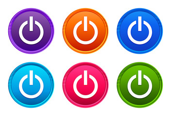 Wall Mural - Power icon luxury bright round button set 6 color vector
