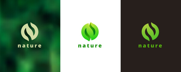 N circular shaped logo design set