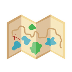 Map of the area for camping and Hiking with tents. Flat style illustration. Map with the designation of the goal, the path between the lakes and the land.