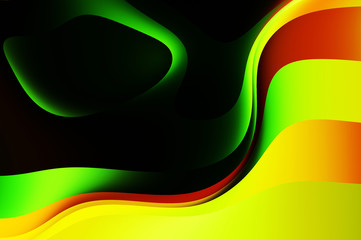 Fluid abstract background with colorful gradient. 2D illustration of modern movement.