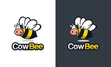 Cow Bee Mascot Logo Illustration