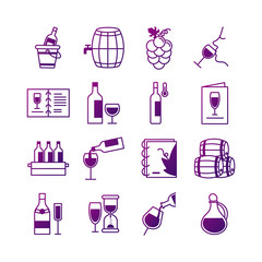 Sticker - bundle of sixteen wine set collection icons