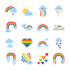 Canvas Print - bundle of sixteen rainbows and kawaii characters