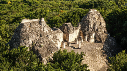 Ancient Maya Becan Temple situated in the jungle of the Yucatán Peninsula, Mexico.