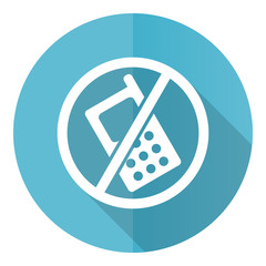 Aufkleber - No phone vector icon, flat design blue round web button isolated on white background