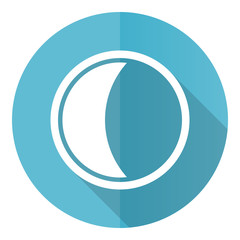 Leinwandbilder - Moon vector icon, flat design blue round web button isolated on white background