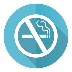 Leinwandbilder - No smoking vector icon, flat design blue round web button isolated on white background
