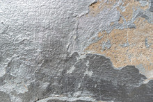 Old Cracked Wall With Silver Paint Texture Background