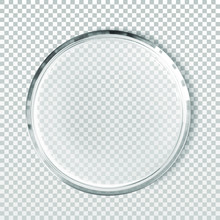 Empty Petri Dish Isolated Realistic Vector Illustration. Concept Laboratory Tests And Research. Transparent Chemistry Glassware