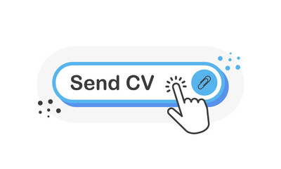 Aufkleber - SEND CV blue 3D button with mouse pointer clicking. White background. Vector illustration.