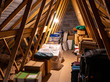 Loftspace in the attic roof of a family home, is a favourite storage place for cases, boxes and personal treasures.