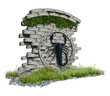 3d illustration of a scorpion on the wall for advertising
