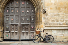Old Fashioned Bicycle Outside Oxford University College Building