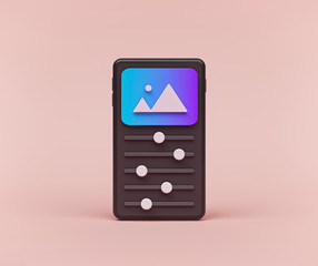 Poster - smartphone Photo Editing app minimal design. 3d rendering