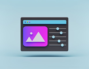 Aufkleber - Photo Editing Software Screen isolated minimal design. 3d rendering