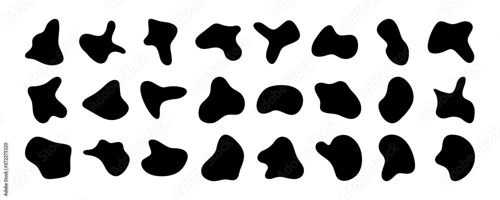 Set of abstract organic shapes. 24 abstract organic blobs. Vector collection - obrazy, fototapety, plakaty 