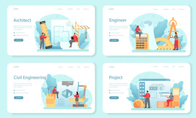 Fototapete - Architecture web banner or landing page set. Idea of building