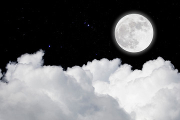 Wall Mural - full moon with starry and clouds background. romantic night.