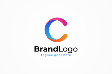 Poster - Abstract Initial Letter C Logo. Colorful Circular Rounded Origami Style isolated on White Background. Usable for Business and Branding Logos. Flat Vector Logo Design Template Element