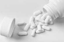 Paracetamol 500 Mg With Bottle On White Background. Isolated Paracetamol. White Pills.