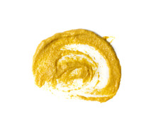 Mustard Sauce Splash Isolated, Smeared Dijon Honey Cream