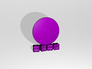 Poster - WALL 3D icon on cubic text, 3D illustration for background and abstract