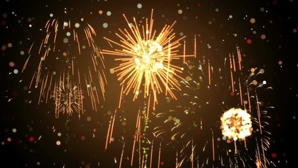 Wall Mural - fireworks on a black background, 3d animation
