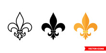 Fleur De Lis Symbol Icon Of 3 Types Color, Black And White, Outline. Isolated Vector Sign Symbol.