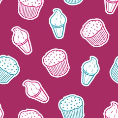Wall Mural - Cupcakes vector background