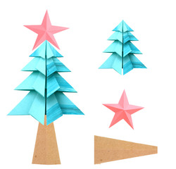Wall Mural - Blue Origami christmas tree decoration