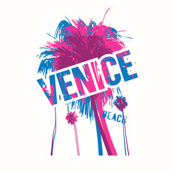 Sticker - Venice beach colorful vector graphic t-shirt design, poster, print