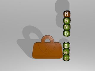 Poster - HAND BAG text beside the 3D icon, 3D illustration for background and drawn