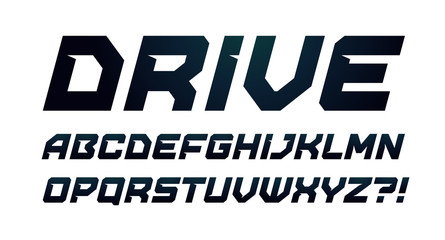 Wall Mural - Drive style alphabet. Bold italic font, minimalist type for modern dynamic logo, sport headline, gym posters and computer games graphic. Minimal style letters, vector typography design