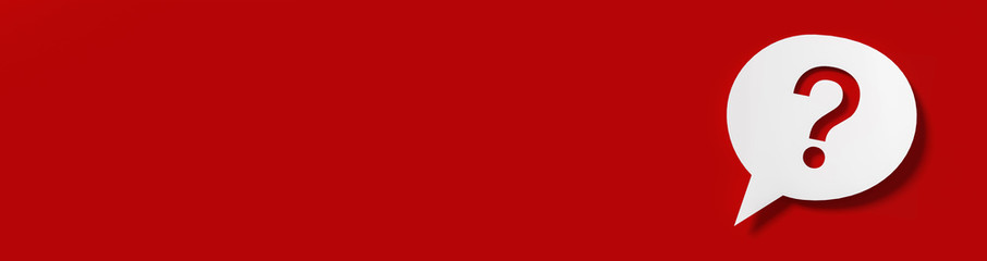 Poster - Question mark in front of a red color wall background. Business support concept - 3D Rendering.