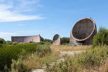 Rare Sound Mirrors Or Listening Ears. Concrete Structures Designed To Pick Up Engines Of Enemy Aircraft Coming From The Channel. Built 1924 On Romney Marsh, UK.