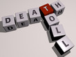 © Ali - death toll crossword by cubic dice letters, 3D illustration for background and dead