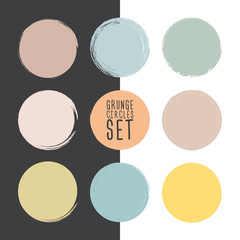 Poster - Set of grunge circle brush strokes, design elements. Colorful Round Frames, hand drawn elements. Vector illustration.