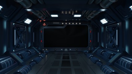 science background fiction interior room sci-fi spaceship corridors blue.