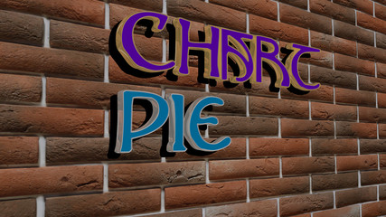 Poster - chart pie text on textured wall, 3d illustration for business and concept