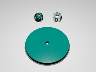 Poster - cd circular text of separate letters around the 3d icon, 3d illustration for design and background
