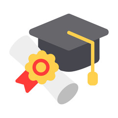 Graduation icon vector illustration in flat style for any projects