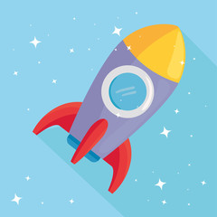 Sticker - child toy rocket on the blue background vector illustration design