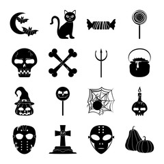 Wall Mural - happy halloween, trick or treat party celebration silhouette icon