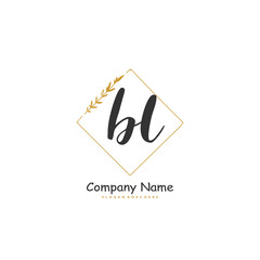 B L BL Initial handwriting and signature logo design with circle. Beautiful design handwritten logo for fashion, team, wedding, luxury logo.