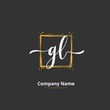 © D'Graphic Studio - G L GL Initial handwriting and signature logo design with circle. Beautiful design handwritten logo for fashion, team, wedding, luxury logo.