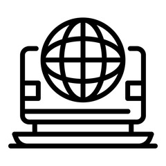Poster - Monitor globe icon. Outline monitor globe vector icon for web design isolated on white background