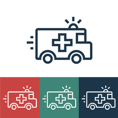 Wall Mural - Linear vector icon with ambulance