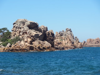 Sticker - Côte de granit rose, sentier des douaniers, Perros Guirec, Côtes d'Armor, Bretagne, France