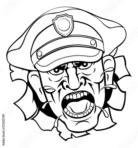An angry policeman police o...