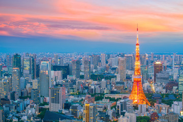 Wall Mural - Tokyo skyline  with Tokyo Tower in Japan
